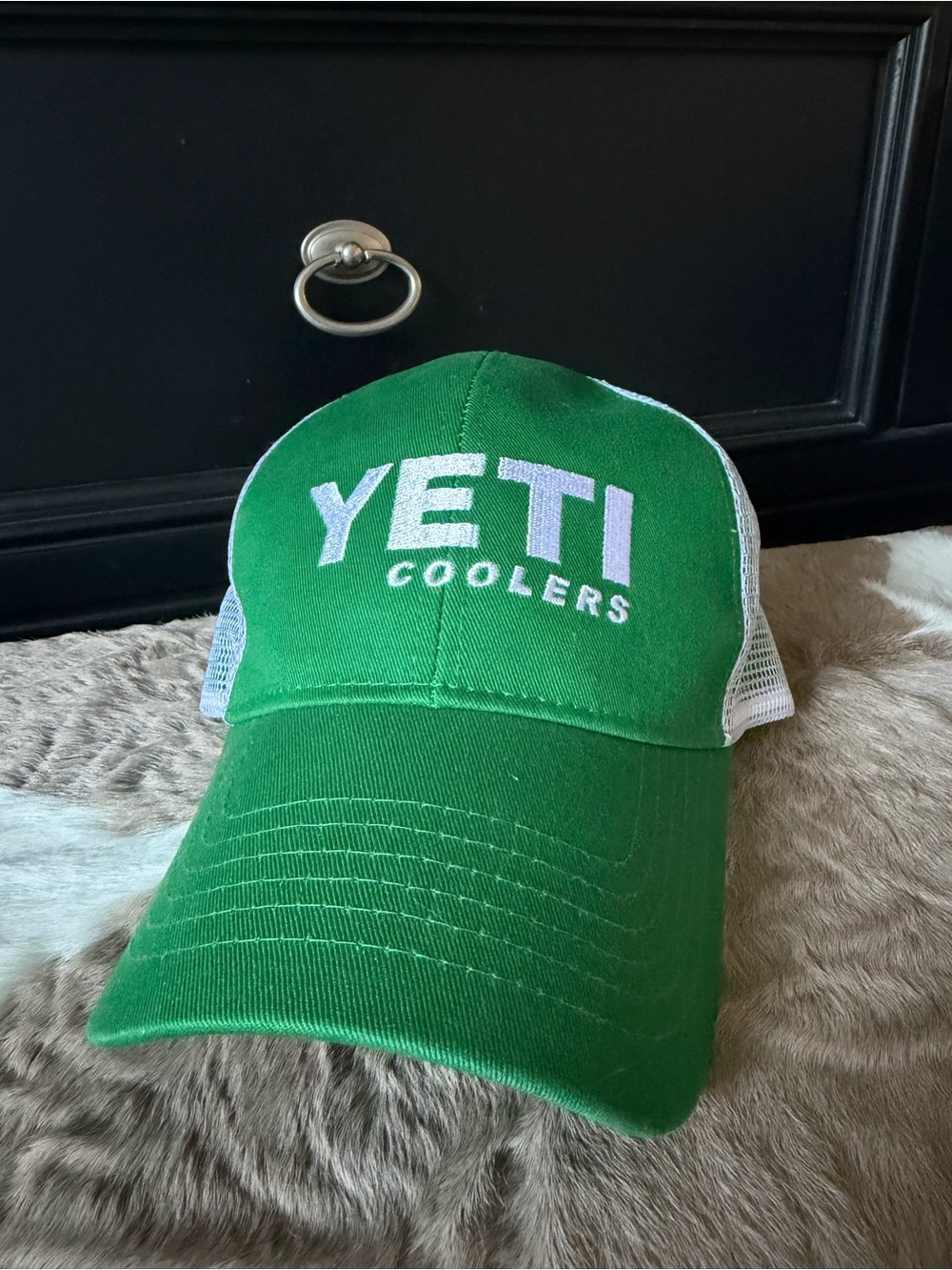 Yeti Green and White Mesh Trucker Hat